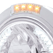 Stainless Steel Bullet Classic Headlight H4 With White LED & Dual Mode LED Signal-Clear Lens
