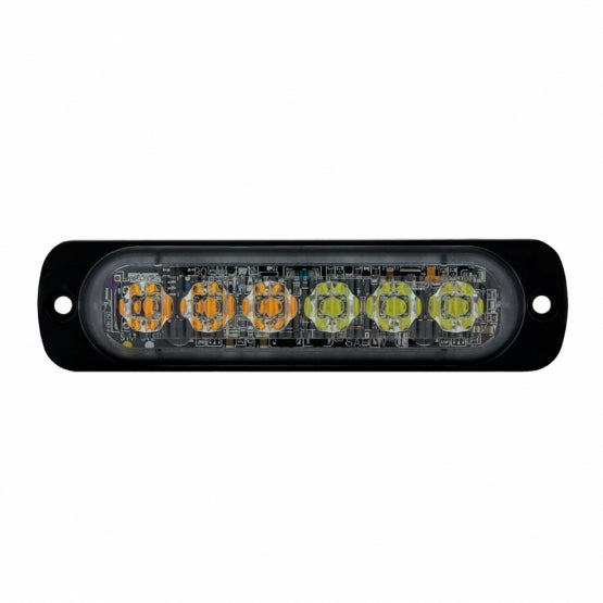 6 High Power LED Super Thin Directional Warning Light - Amber & White LED (Bulk)