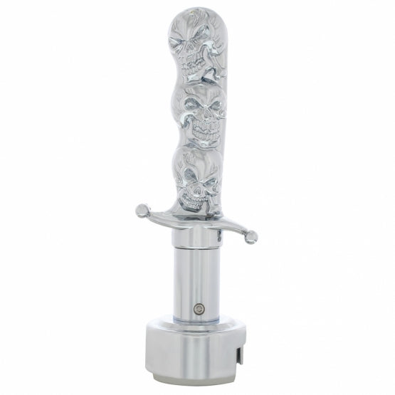 Skull Dagger Gearshift Knob With 13/15/18 Speed Adapter - Chrome