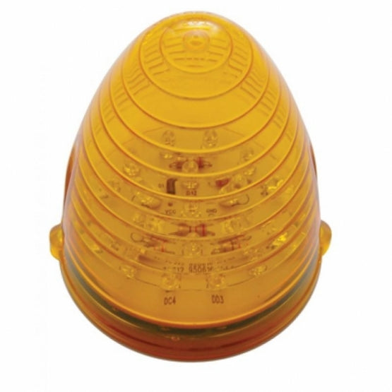 Fog Light Cover With 19 LED Beehive Light & Visor For 2007-17 KW T660 (Driver) - Amber LED/ Amber Lens