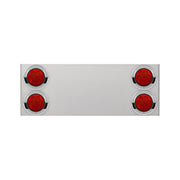 33-3/4" Stainless Rear Center Panel With Four 7 LED 4" Reflector Lights & Visors(No LP Holes)-Red LED/Red Lens