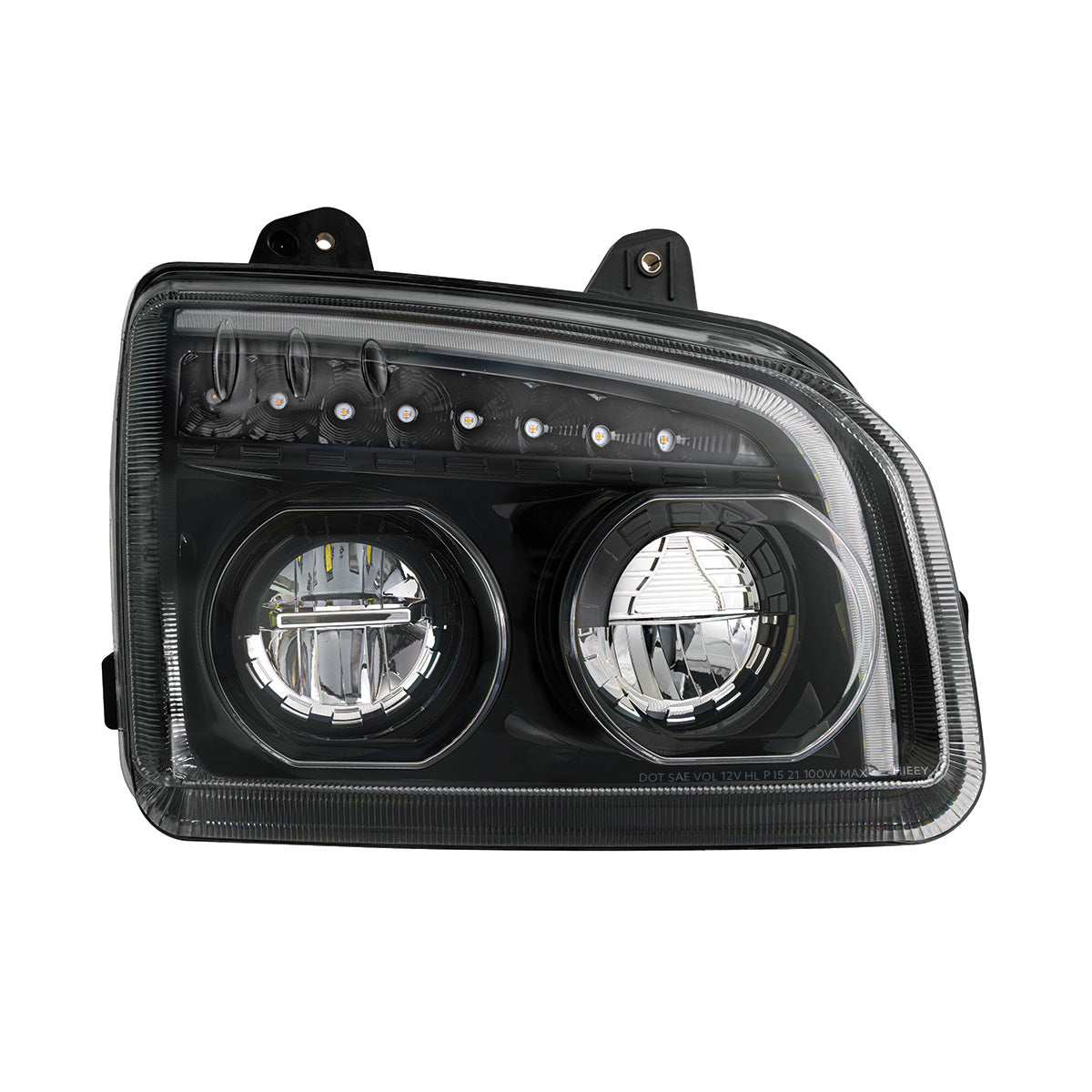 High Power LED Blackout Headlight With LED Turn Signal & Light Bar For 2015-2025 Kenworth T880-Passenger