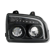 High Power LED Blackout Headlight With LED Turn Signal & Light Bar For 2015-2025 Kenworth T880-Passenger