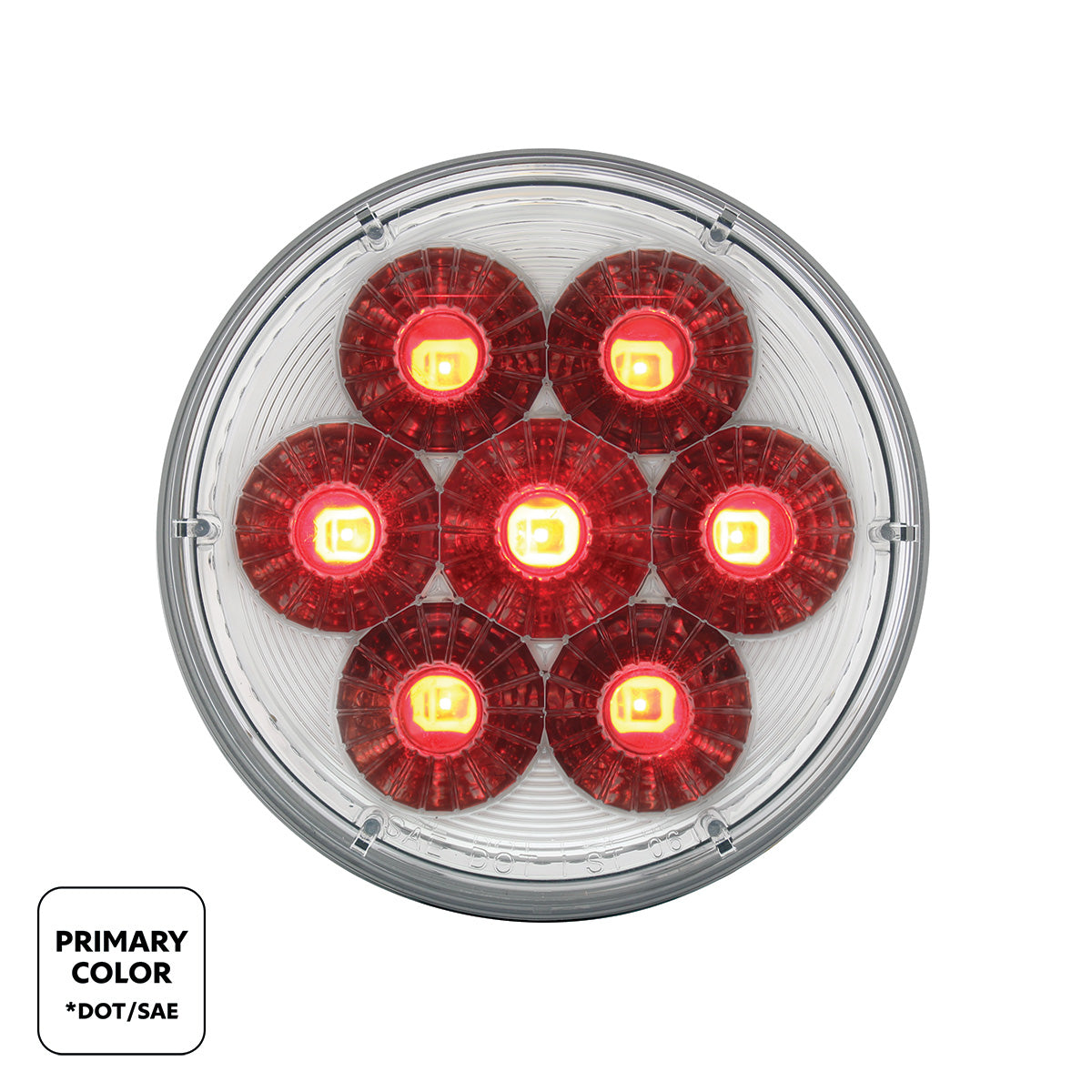 14 LED 4" Round Double Fury Light (Stop, Turn & Tail) - Red & Blue LED/Clear Lens