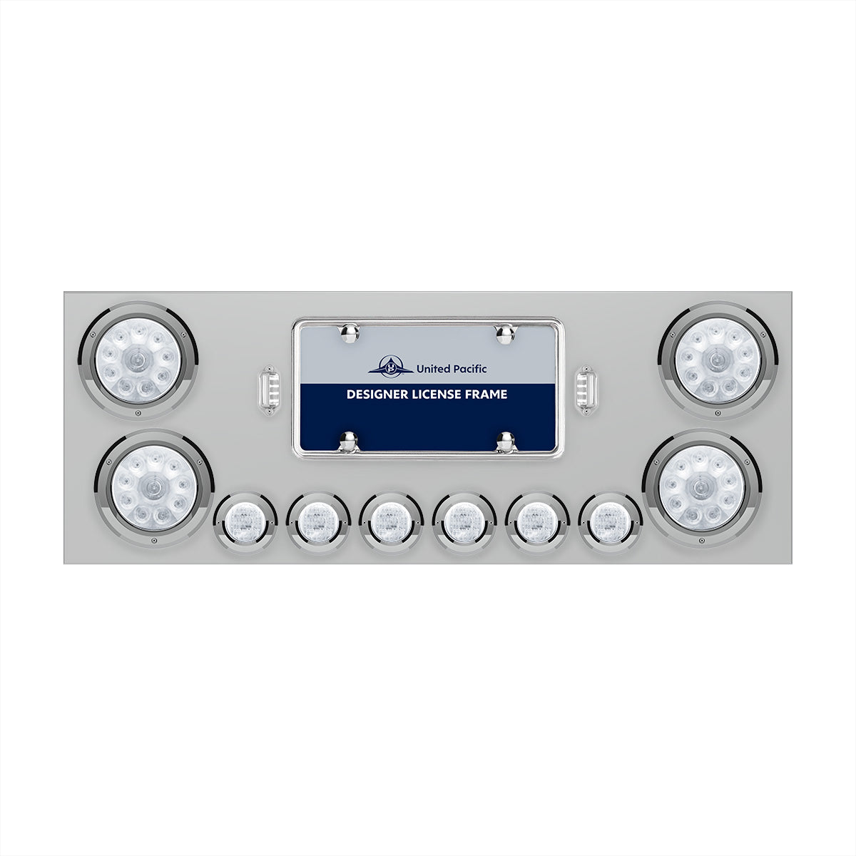 SS Rear Center Panel With 4X 10 LED 4" Lights & 6X 9 LED 2" Lights -Red LED/Clear Lens