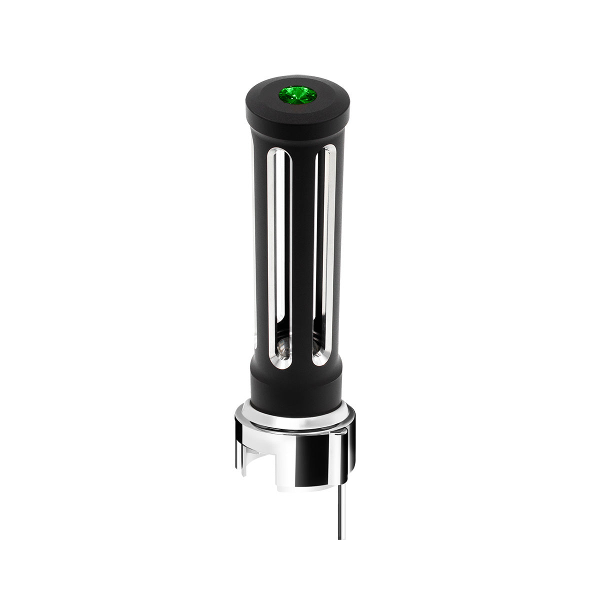 Thread-On Matte Black Sonoma Style Gearshift Knob With LED 13/15/18 Speed Adapter-Dark Green Crystal/Green LED
