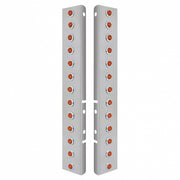 SS Front Air Cleaner Bracket With 26X 2 Amber LED 3/4" Mini Lights & SS Bezels For Peterbilt-Amber Lens