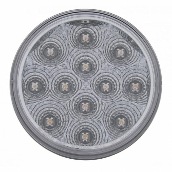 Stainless Top Mud Flap Plate With 3X 12 LED 4" Lights & Visors - Red LED/Clear Lens (Each)