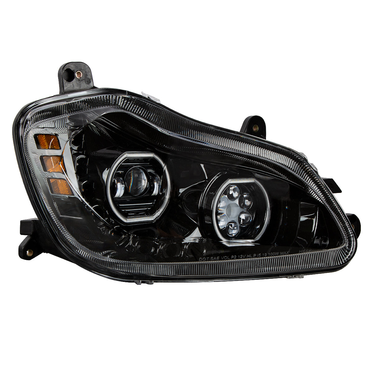 Black 10 LED Headlight For 2013-2021 Kenworth T680 - Passenger Side