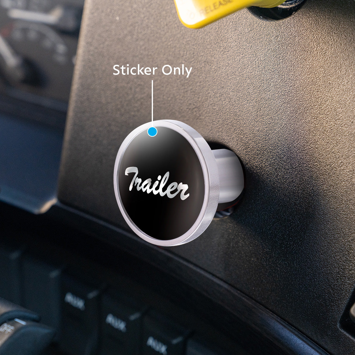 "Trailer" Glossy Air Valve Knob Candy Color Sticker - Glossy Black