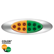 10 LED Oval Double Fury Light With Clear Lens & Chrome Bezel (Clearance/Marker) - Amber & Green LED/Clear Lens
