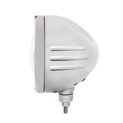 Stainless Steel Bullet Embossed Stripe Headlight 5 LED Bulb & Dual Mode LED Signal - Amber Lens