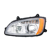 Chrome Full LED Projection Headlight With Turn Signal & Position Light Bar For 2008-2017 Kenworth T660 -Driver