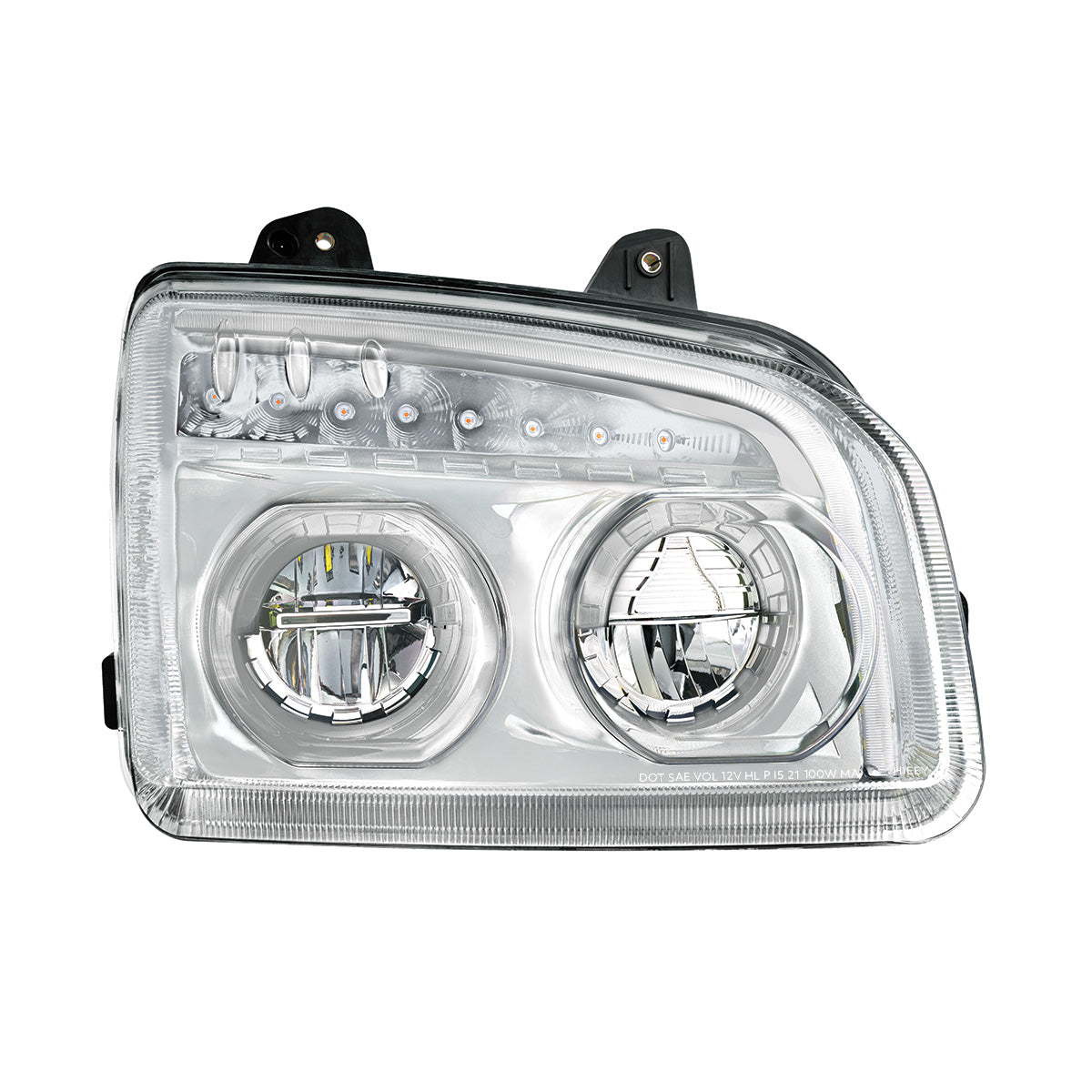 High Power LED Chrome Headlight With LED Turn Signal & Light Bar For 2015-2025 Kenworth T880-Passenger
