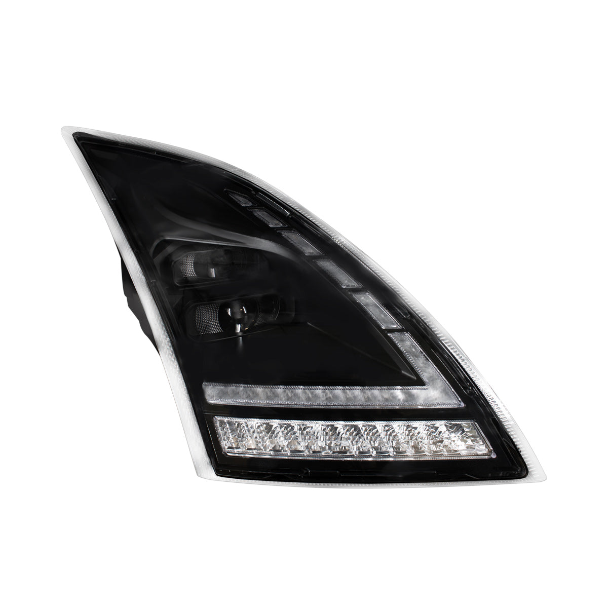 Blackout Full LED Headlight With LED Turn Signal and DRL For 2018-2024 Volvo VNL-Passenger