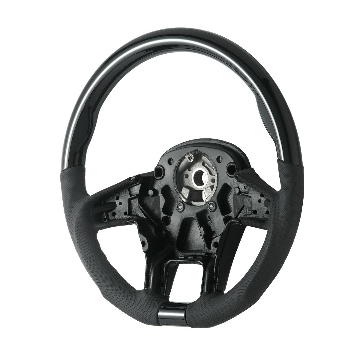 18" YourGrip Leather & Wood Candy Color Steering Wheel For 2012-2021 PB 579&2013-2021 KW T680-Glossy Black