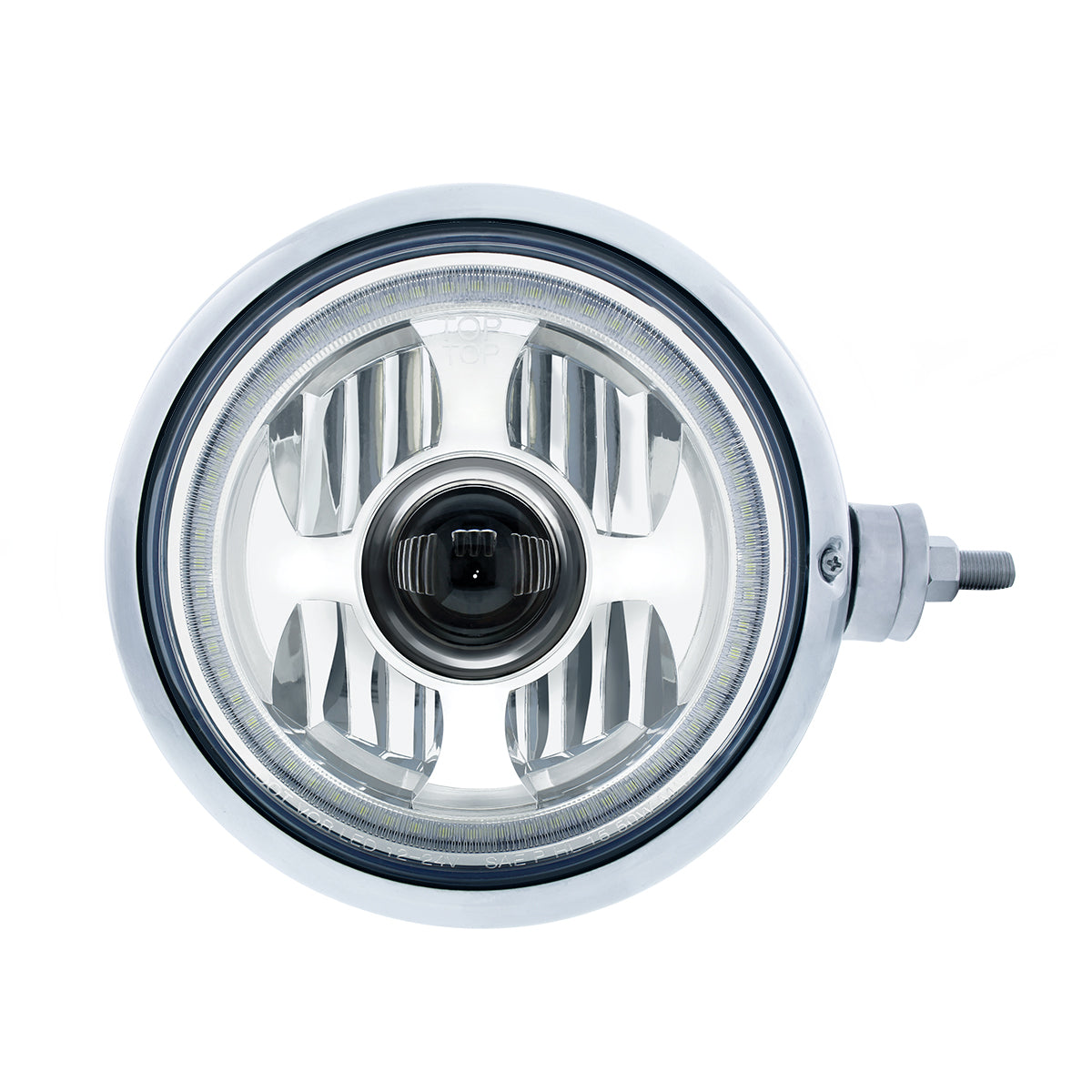 Chrome Guide 682-C Style Headlight Assembly W/LED Headlight & Dual Color Position Light - R/H (Horizontal Mount)