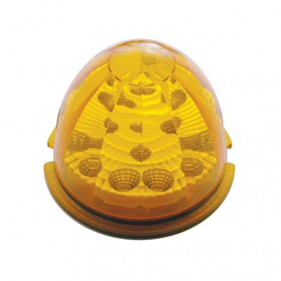 Fog Light Cover With Amber LED Reflector Watermelon Light & Visors For 2007-17 KW T660- Passenger -Amber Lens