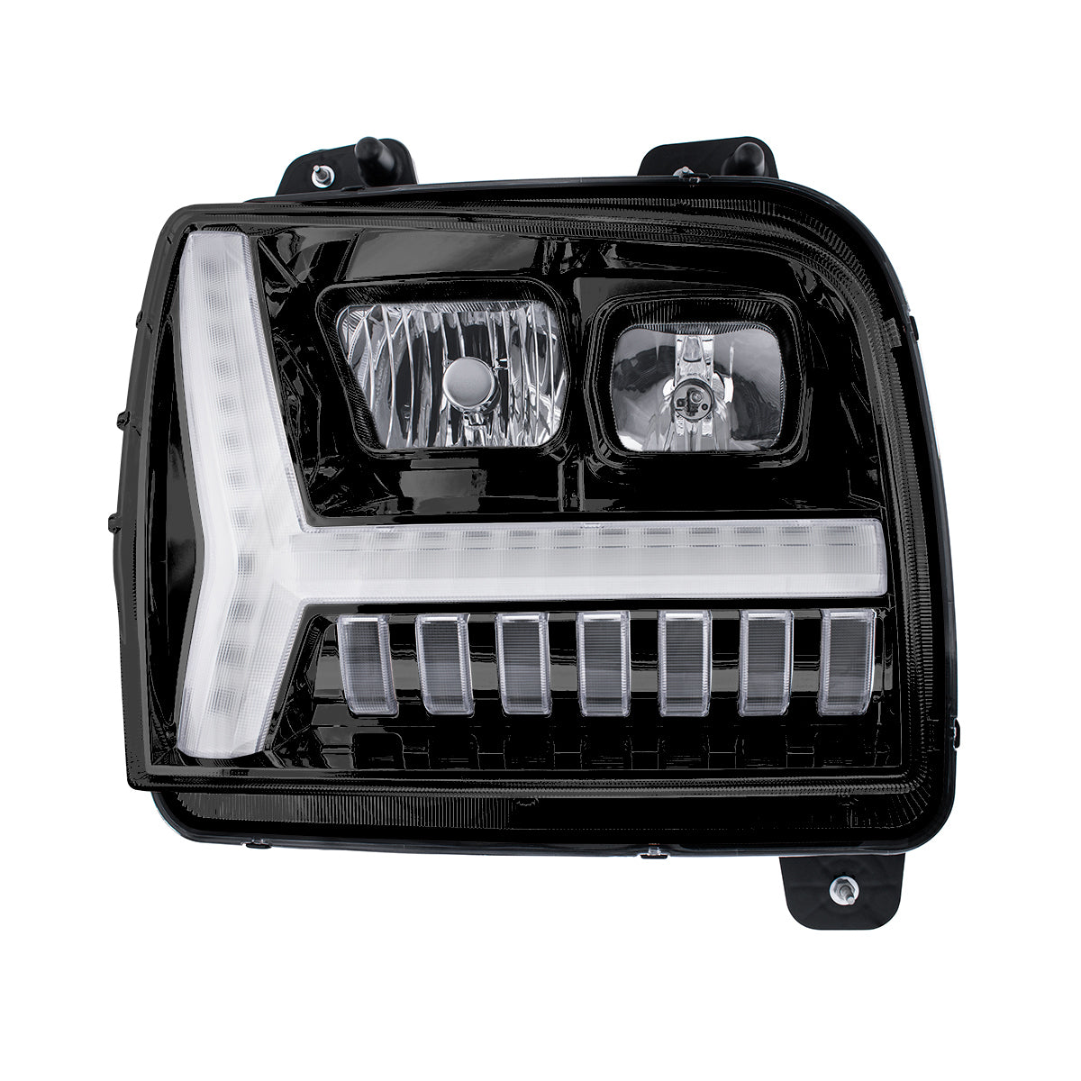 Blackout Headlight With LED DRL Light Bar & Turn Signal For 2018-2024 Kenworth W990-Passenger