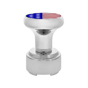 Thread-On Gearshift Knob With 9/10 Speed Adapter & USA Flag Sticker - Chrome