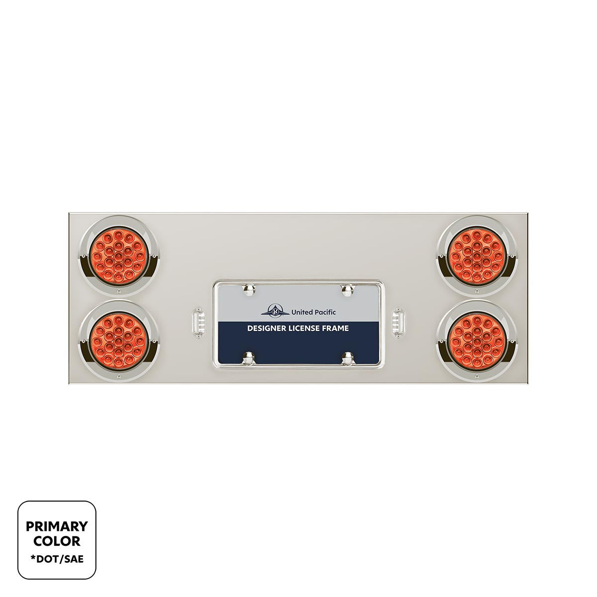 33-3/4" SS Rear Center Panel With 4X 19 LED 4" Double Fury Lights & Visors-Red & White LED