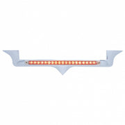Chrome Hood Emblem Trim With 19 LED Reflector Light Bar For Kenworth - Red LED/Clear Lens