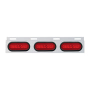 Stainless Top Mud Flap Bracket With 3X 22 LED 6" Oval GloLight & Grommets - Red LED/Red Lens (Each)