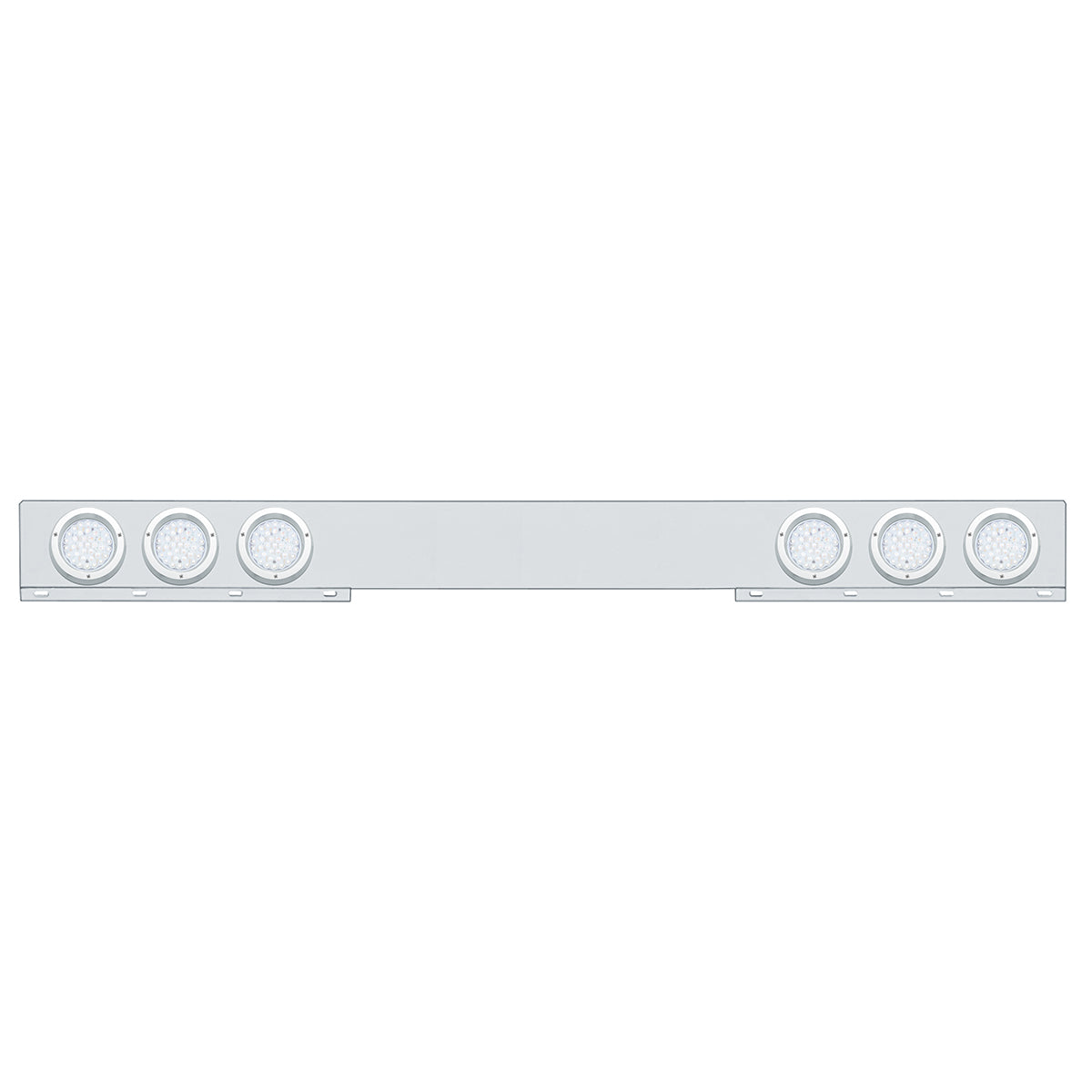Stainless 1 Piece Rear Light Bar With 6X 36 LED 4" Lights & Bezels - Red LED/Clear Lens