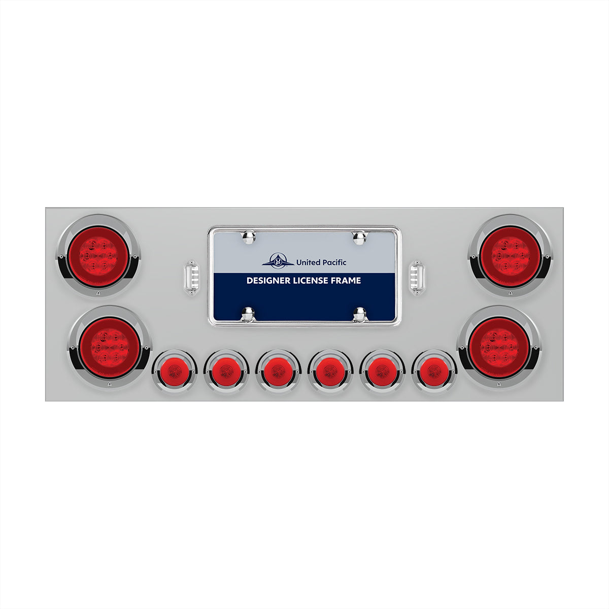 SS Rear Center Panel With 4X 21 LED 4" GloLight & 6X 6 LED 2" GloLight & Visors -Red LED & Lens