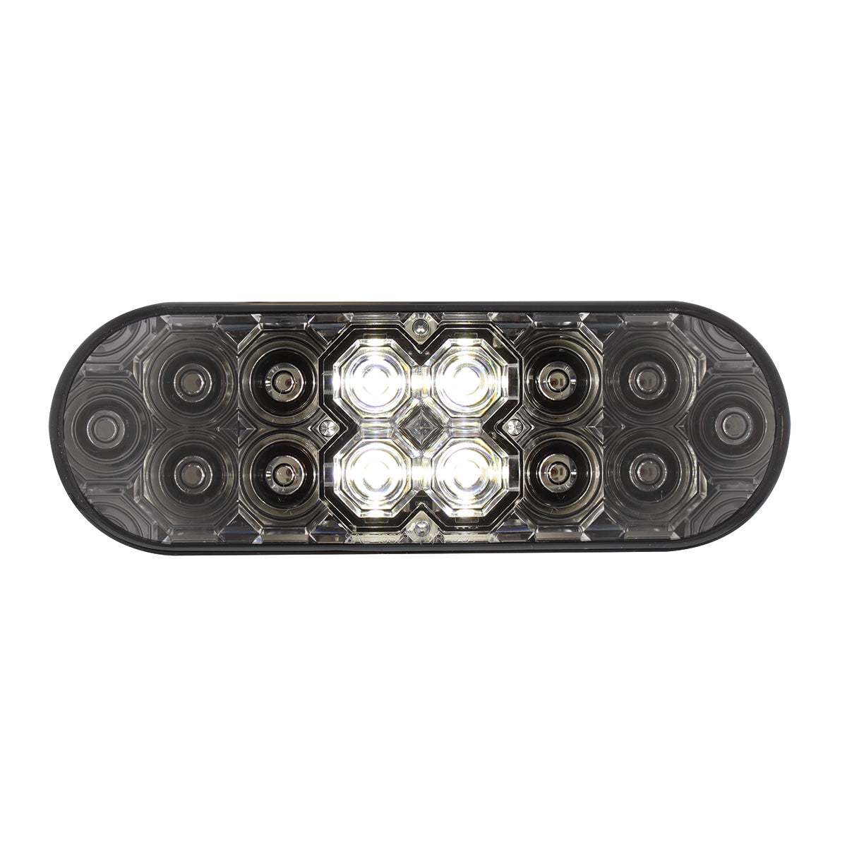 6" Oval Combo Light With 14 LED Stop, Turn & Tail & 16 LED Back-Up - Red LED/Clear Lens