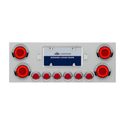 SS Rear Center Panel With Four 16 LED 4" Turbine Light & Six 7 LED 2" Lights & Visor-Red LED/Red Lens