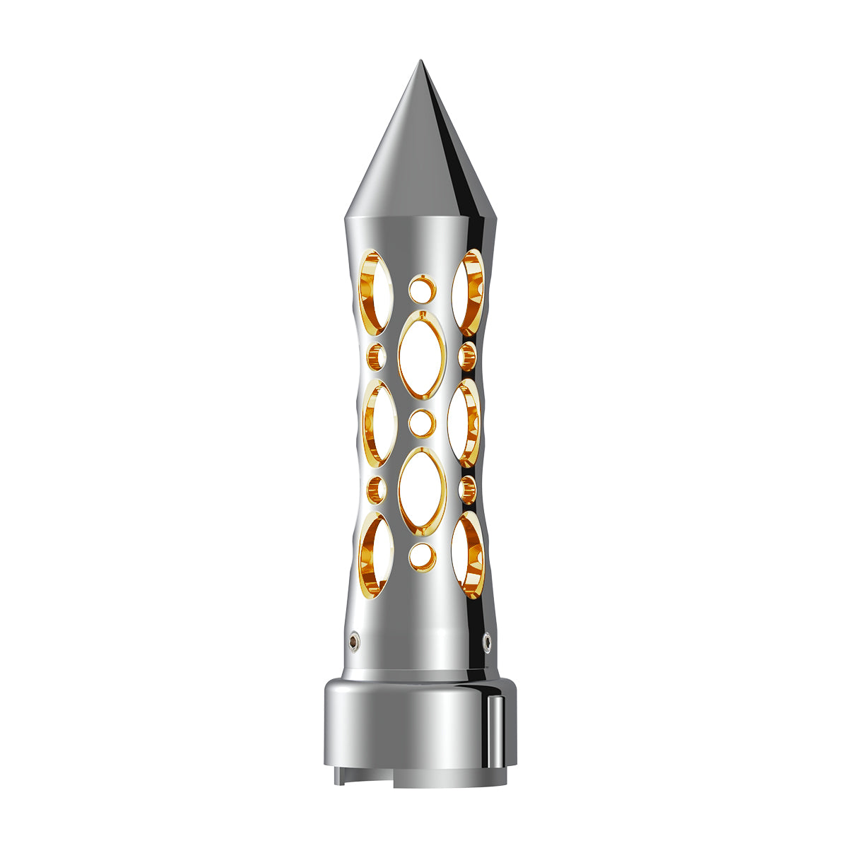 Thread-On Daytona Style Spike Gearshift Knob With LED 9/10 Speed Adapter - Chrome/Amber LED