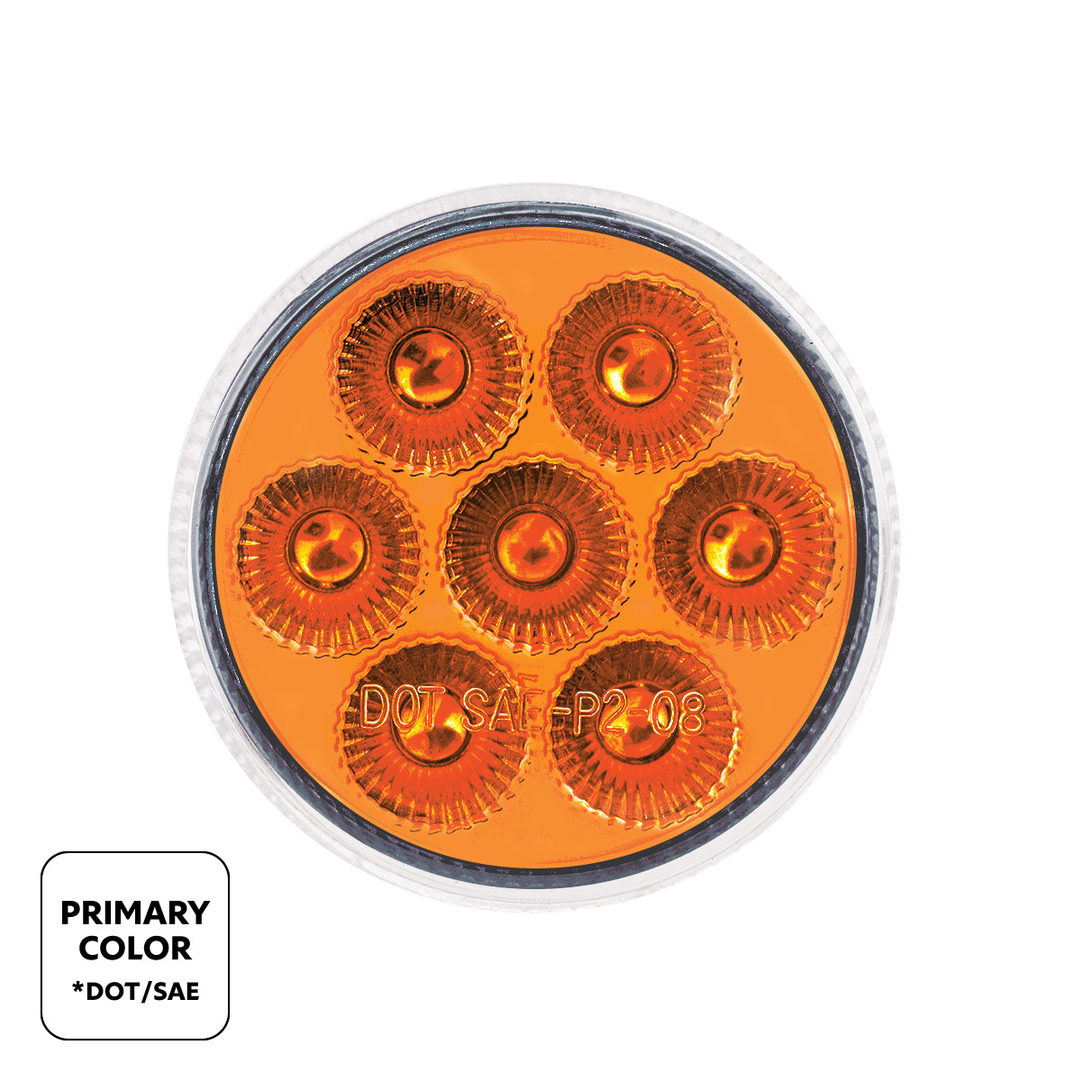 7 LED 2" Round Double Fury Light (Clearance/Marker) - Amber & White LED/Clear Lens