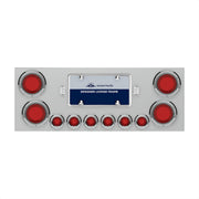SS Rear Center Panel With Four 23 LED 4" Lights & Six 9 LED 2" Mirage Lights & Bezels - Red LED/Red Lens