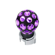 Thread-On Matte Black Phoenix Style Ball Gearshift Knob With LED 13/15/18 Speed Adapter-Purple LED