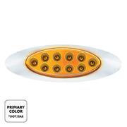 10 LED Oval Double Fury Light With Clear Lens & Chrome Bezel (Clearance/Marker) - Amber & Red LED/Clear Lens