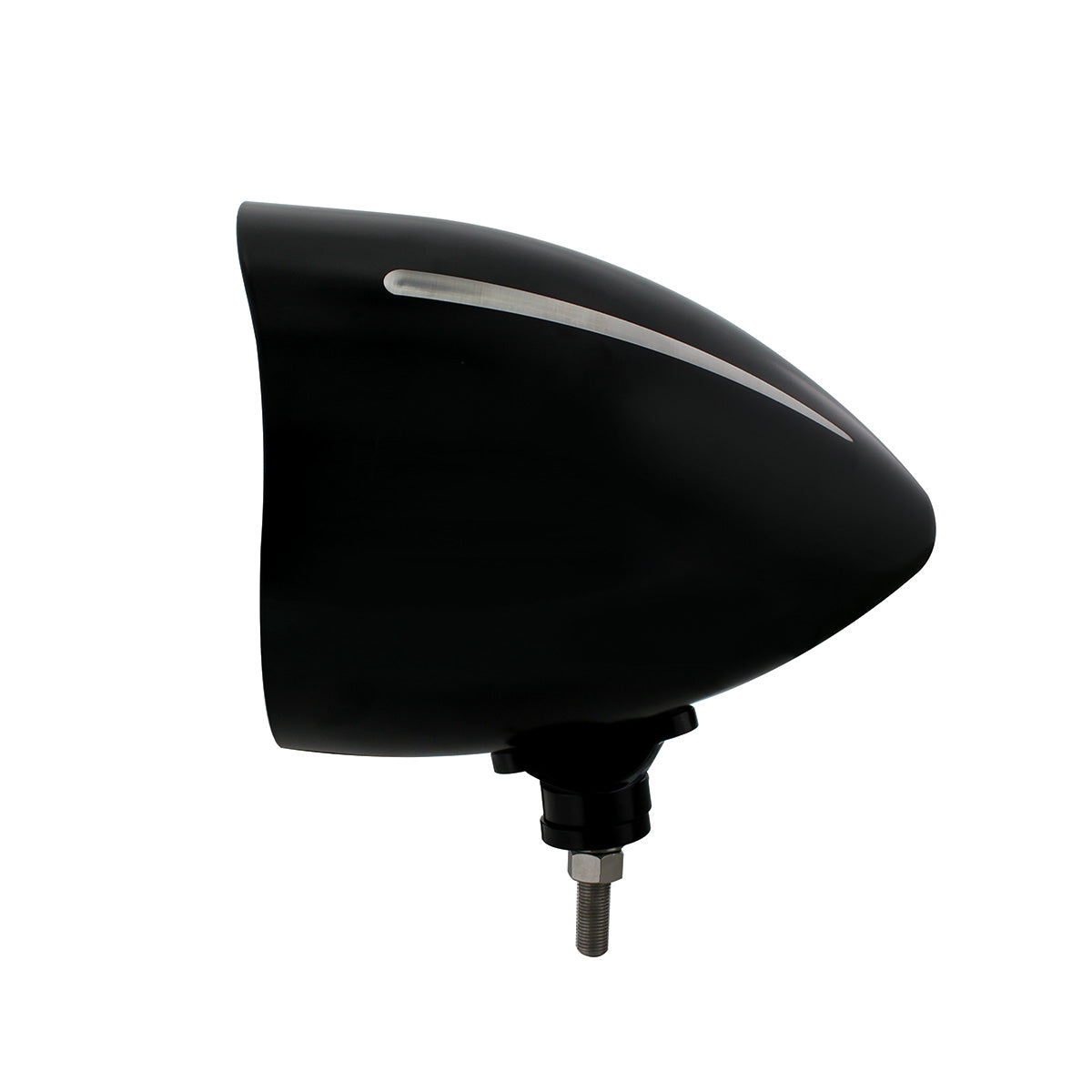 Black "Billet" Style Groove Headlight With Visor 9007 Bulb With Amber LED Halo Rim