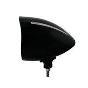 Black "Billet" Style Groove Headlight With Visor 9007 Bulb With Amber LED Halo Rim