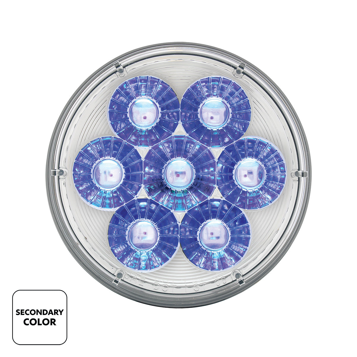 14 LED 4" Round Double Fury Light (Turn Signal) - Amber & Blue LED/Clear Lens