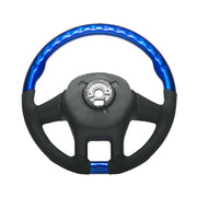 18" YourGrip Leather & Wood Candy Color Steering Wheel For 2012-2021 PB 579&2013-2021 KW T680-Indigo Blue