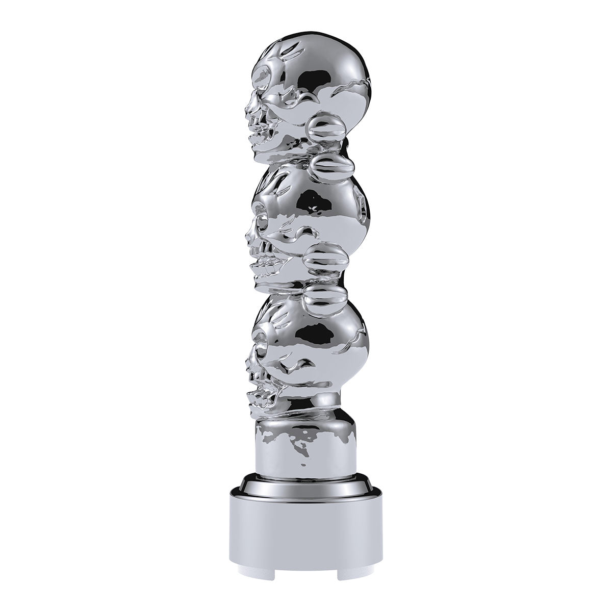 Thread-On 3-Skulls Gearshift Knob With Adapter For Eaton-Fuller 9/10 Speed Shifter-Chrome
