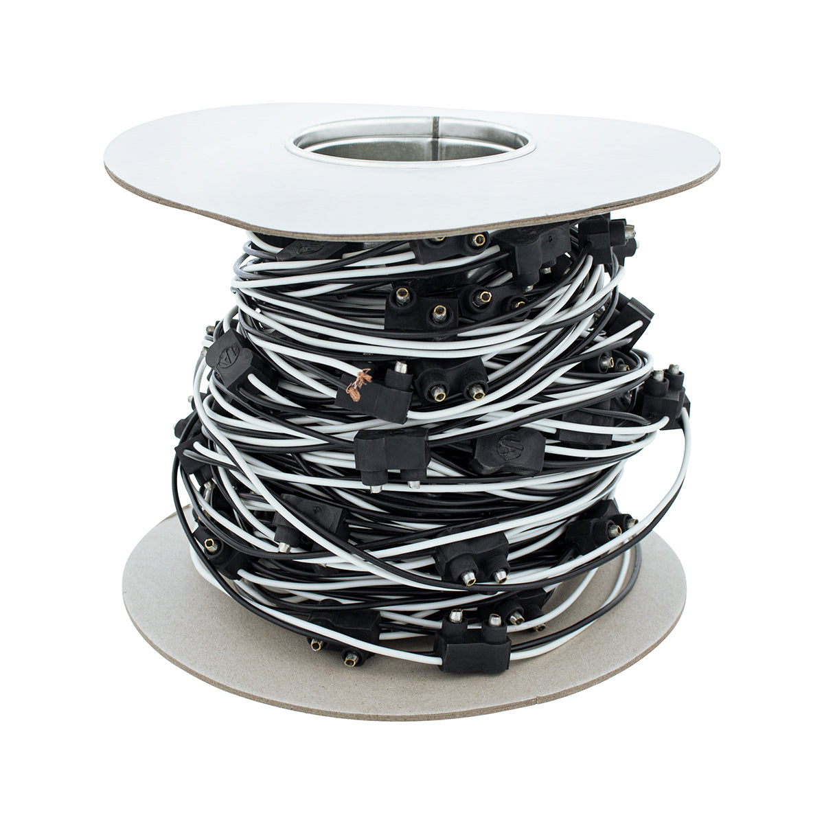 100 Count 2-Prong Male Bullet Plugs 16G Wire Harness Roll - 100' W/12" Lead Between Plugs