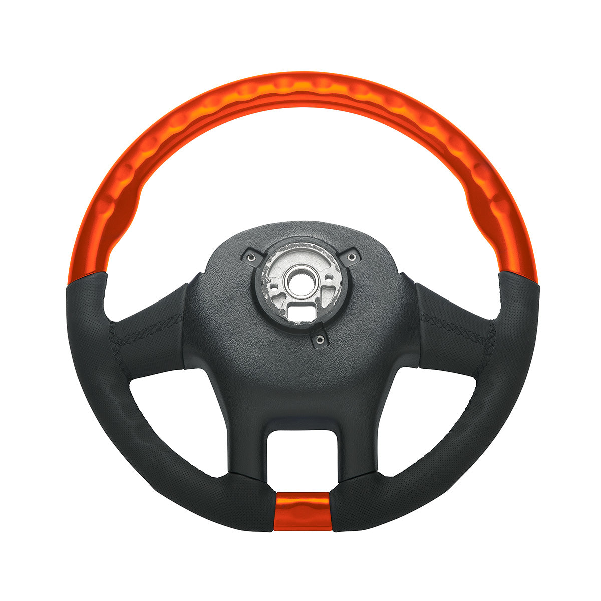 18" YourGrip Leather & Wood Candy Color Steering Wheel For 2012-2021 PB 579&2013-2021 KW T680-Cadmium Orange