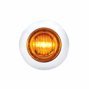 SS Front Air Cleaner Bracket With 26X 3 Amber LED Dual Function 3/4" Mini Lights & SS Bezels For Peterbilt-Amber Lens