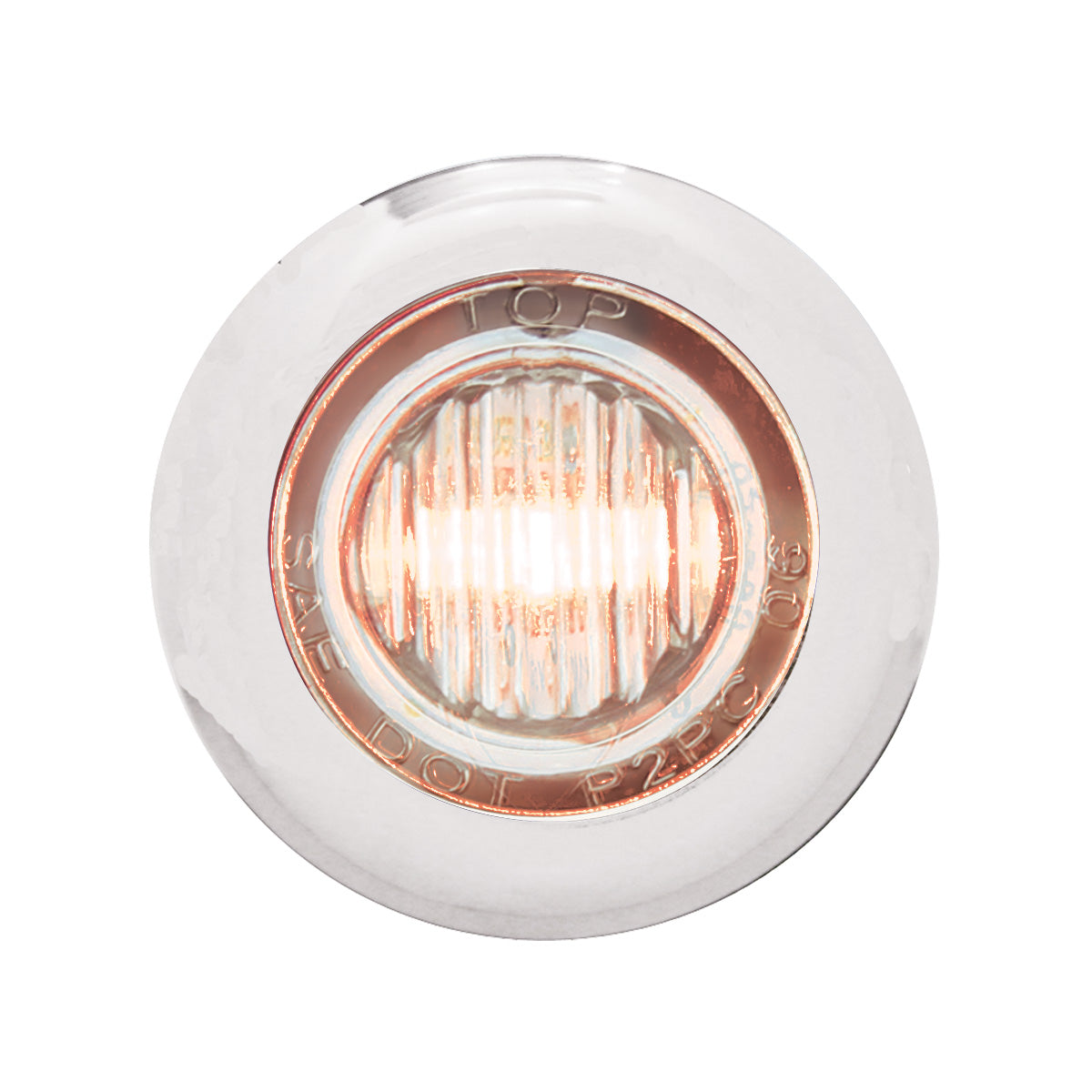 SS Front Air Cleaner Bracket With 22X 3 Amber LED 3/4" Mini Lights & SS Bezels For Peterbilt-Clear Lens