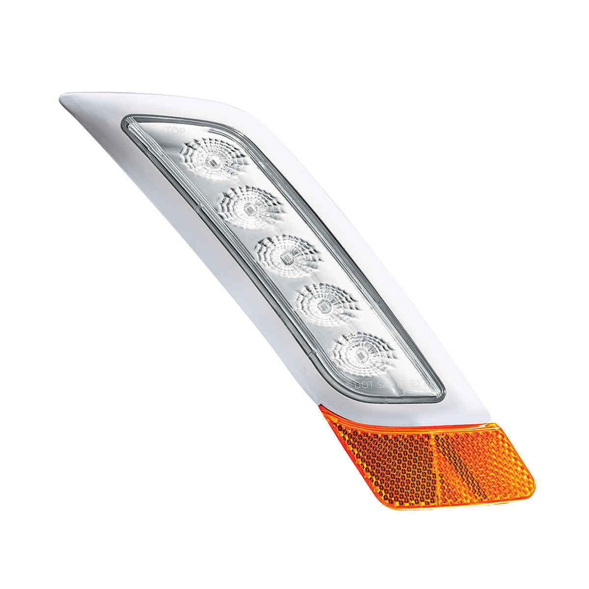 Double Fury 5 LED Fender Turn Signal Light For 2012-2021 Peterbilt 579-Amber & White LED,Passenger