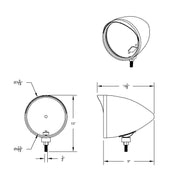 Chrome "CHOPPER" Headlight Housing With Smooth Visor