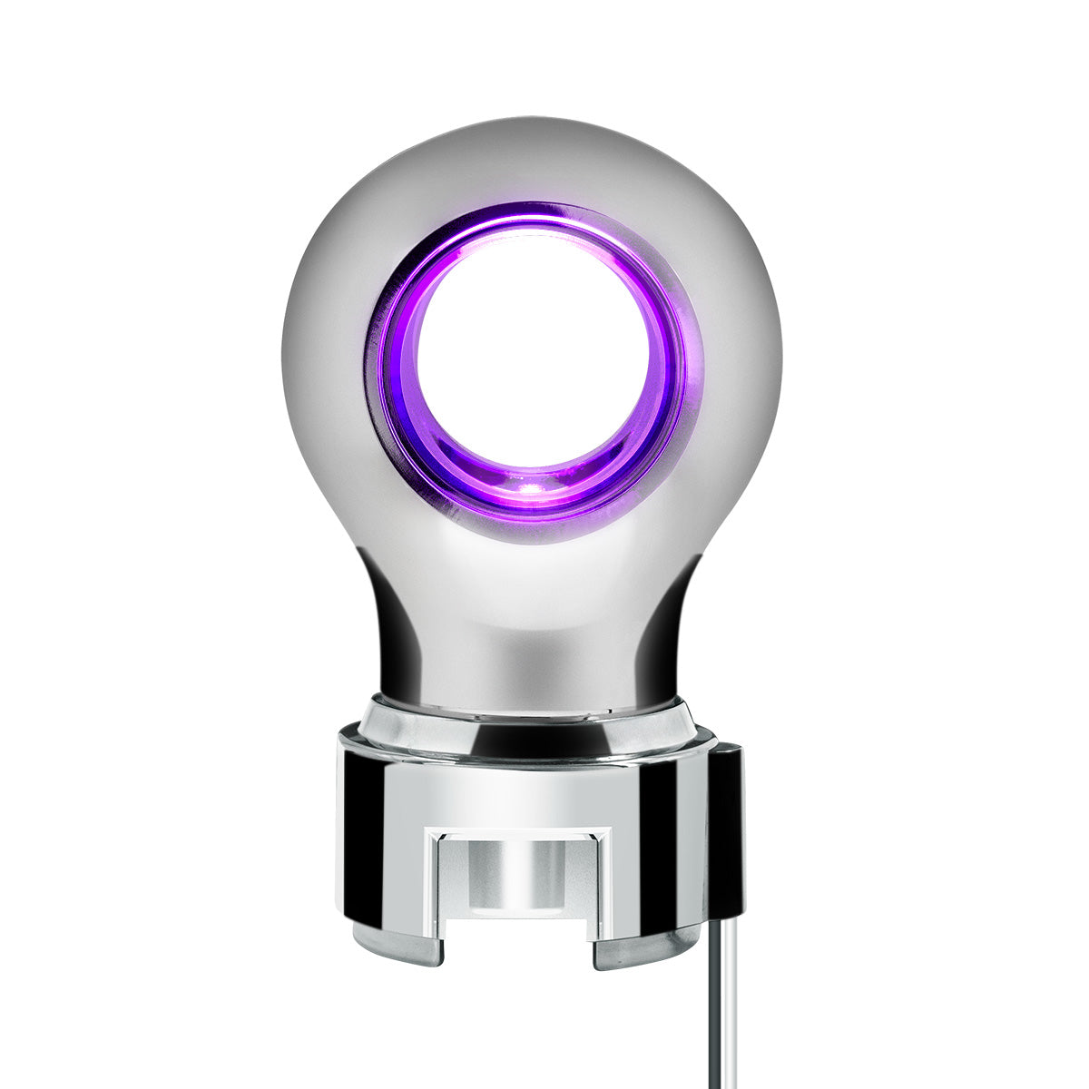 Thread-On Chrome Charlotte Style Gearshift Knob With LED 13/15/18 Speed Adapter-Purple LED