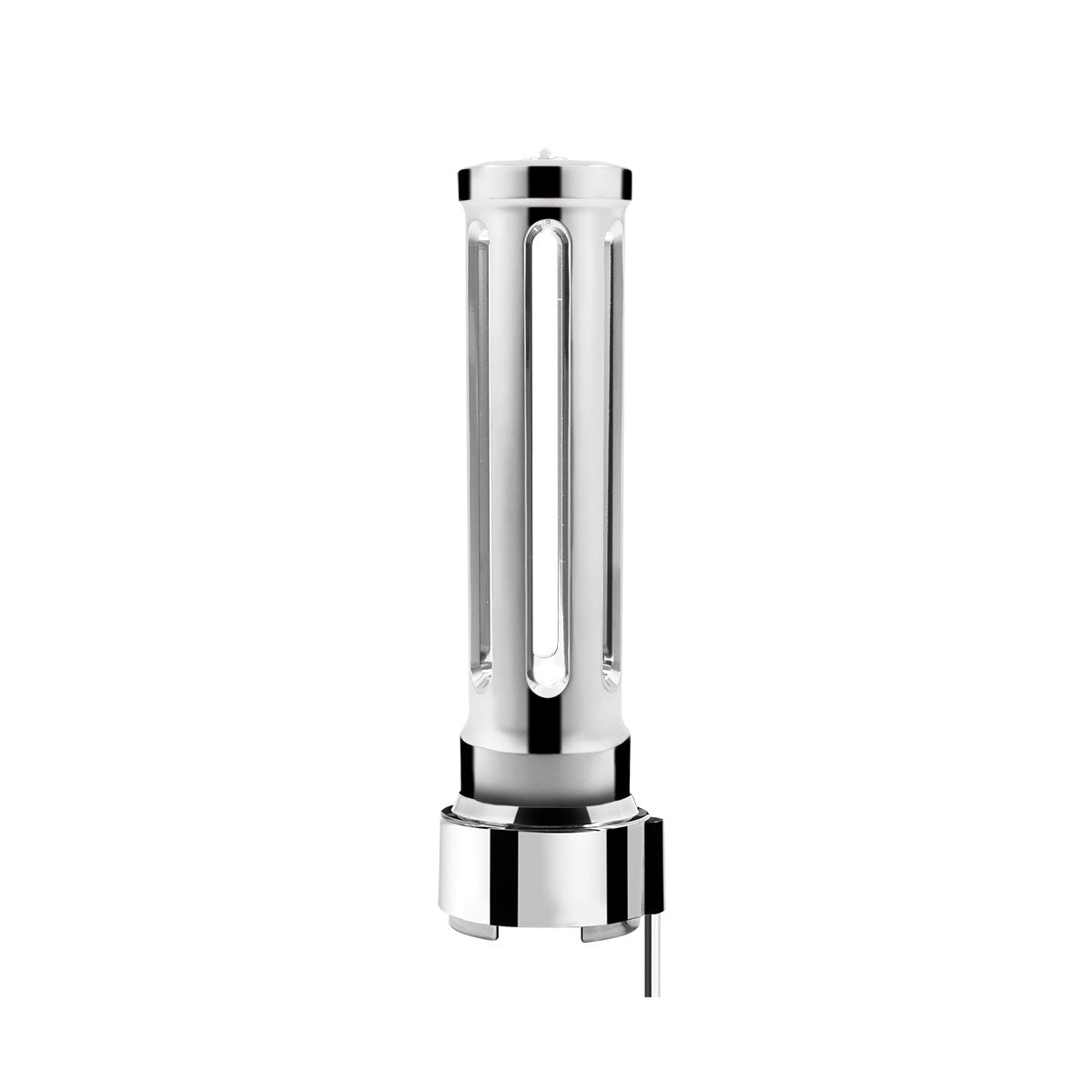 Thread-On Chrome Sonoma Style Gearshift Knob With LED 9/10 Speed Adapter-Clear Crystal/White LED