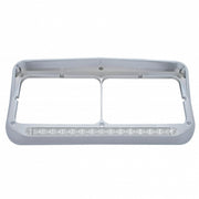 Rectangular Dual Headlight Bezel With Visor And LED Sequential Light Bar (Driver) - Amber LED/Clear Lens